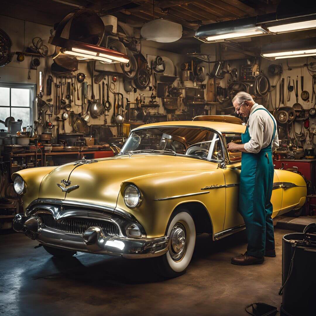 Oldtimer-Service (KI generiert) Bild von Oldtimer-Service von KI generiert